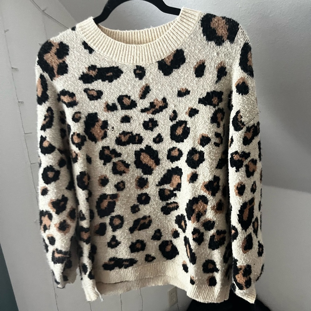 Leopard Print Sweater - Cream and Black